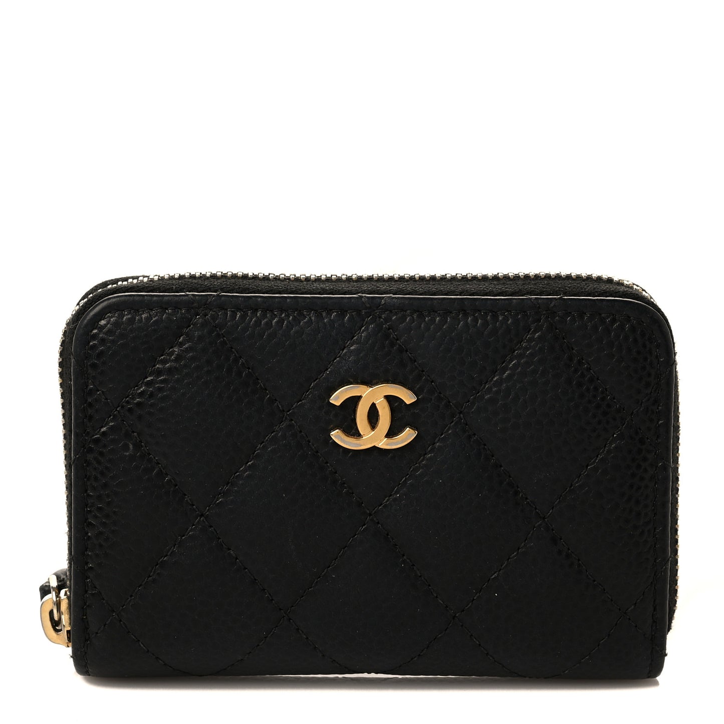 Caviar Quilted Classic Zipped Coin Purse Black