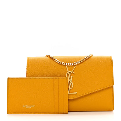 Saint Laurent Grain De Poudre Monogram Uptown Chain Wallet Chartreuse 2 of 7