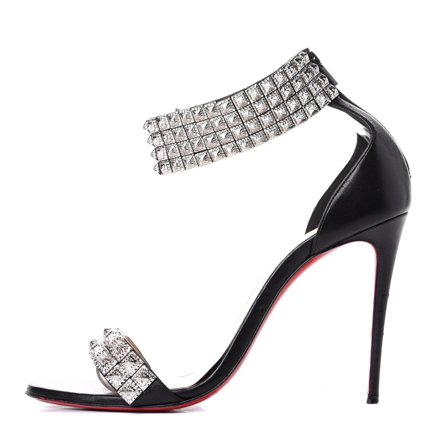 Nappa Priyadora 100 Studded Sandals 39.5 Black Silver