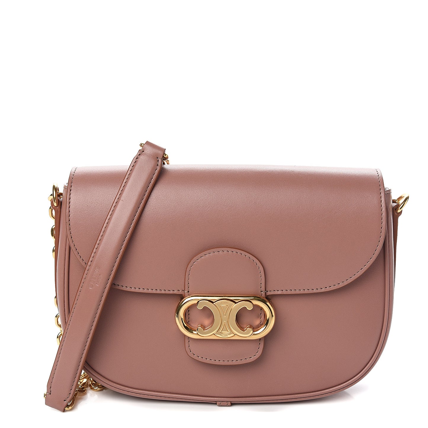 Shiny Calfskin Medium Chain Maillon Triomphe Antique Rose