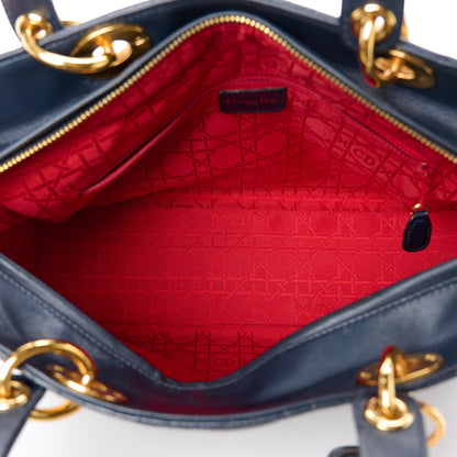 Christian Dior Lambskin Cannage Large Lady Dior Navy Blue 5 of 12