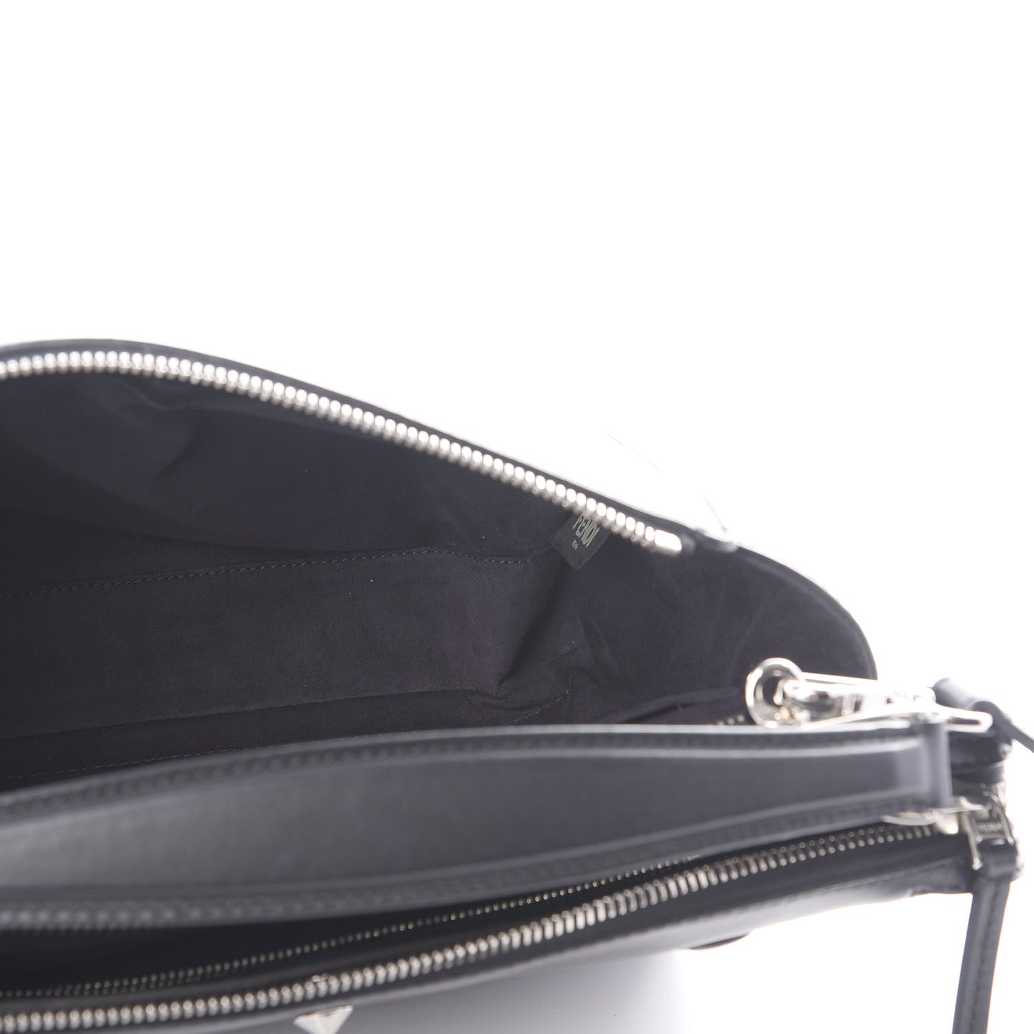 Fendi Vitello Baltico Dolce Shiny Nappa Lace Up DotCom Satchel Black Blue 4 of 12