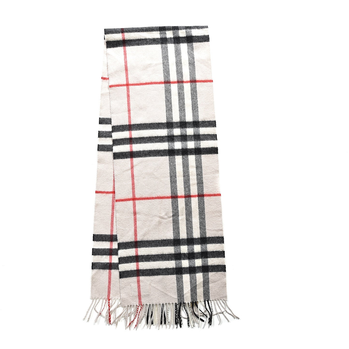 Cashmere Giant Check Fringe Scarf Stone