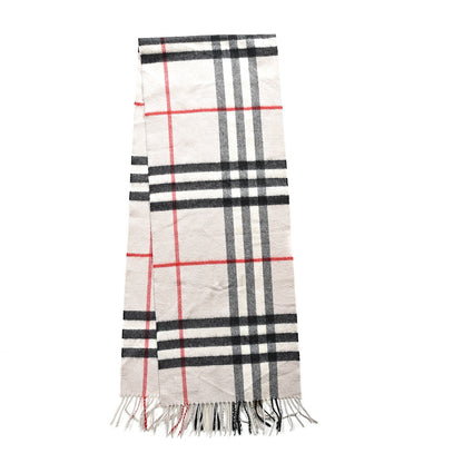 Burberry Cashmere Giant Check Fringe Scarf Stone 2 of 3