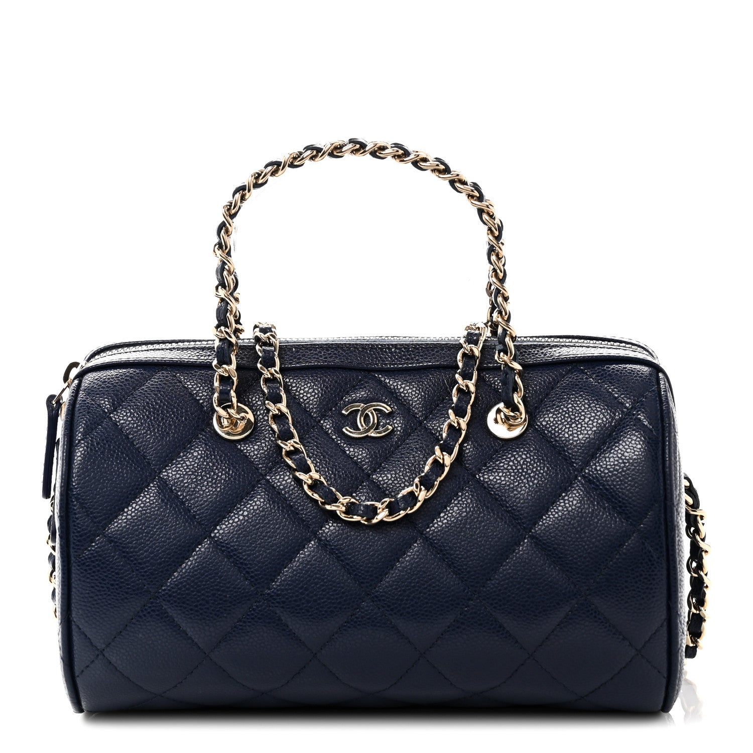 Chanel Caviar Quilted Barrel Clutch With Chain  Navy 8 of 11