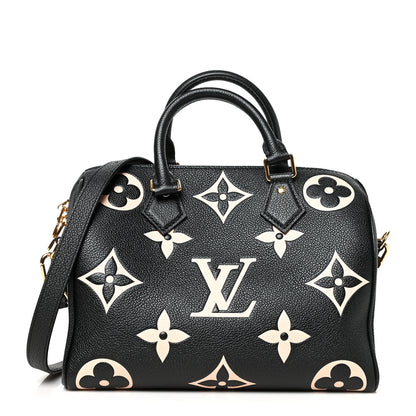 Louis Vuitton Empreinte Monogram Giant Speedy Bandouliere 25 Black Beige 1 of 11