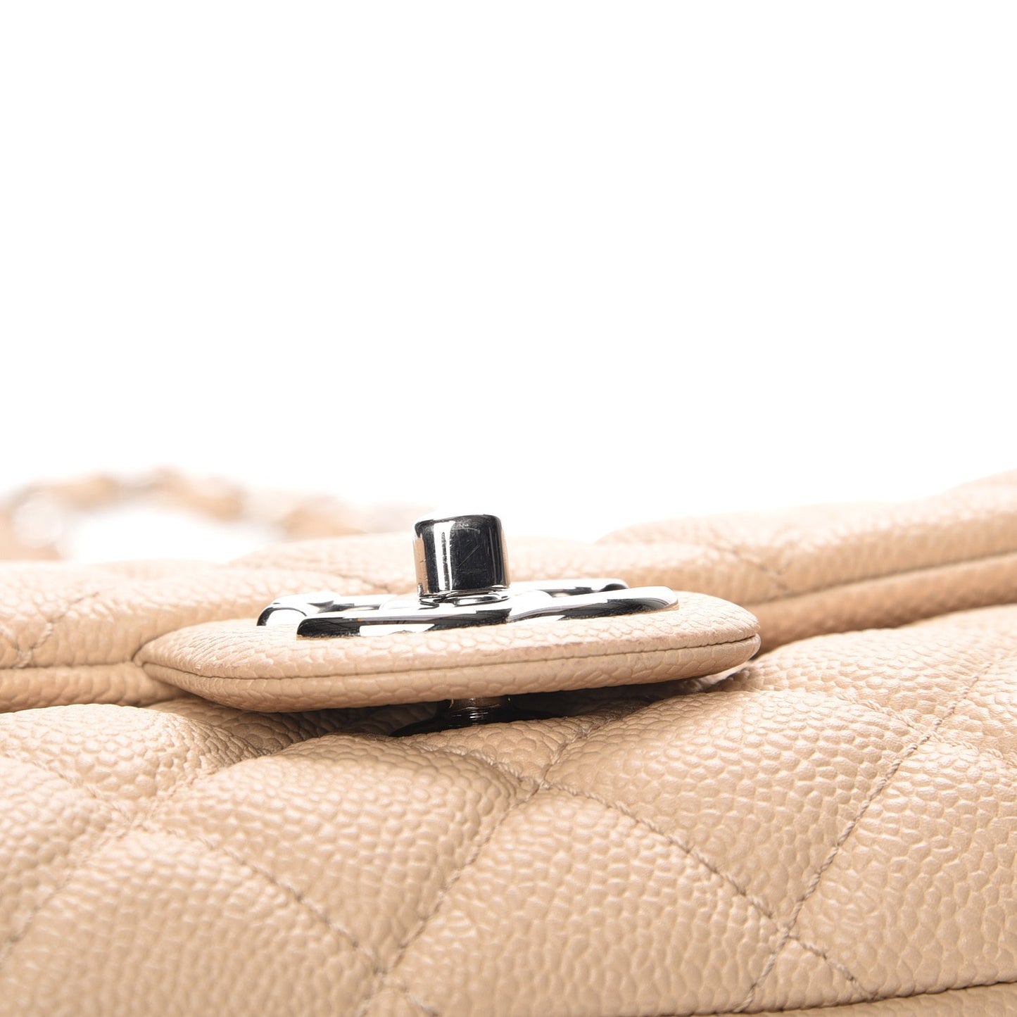 Caviar Quilted Jumbo Easy Flap Beige