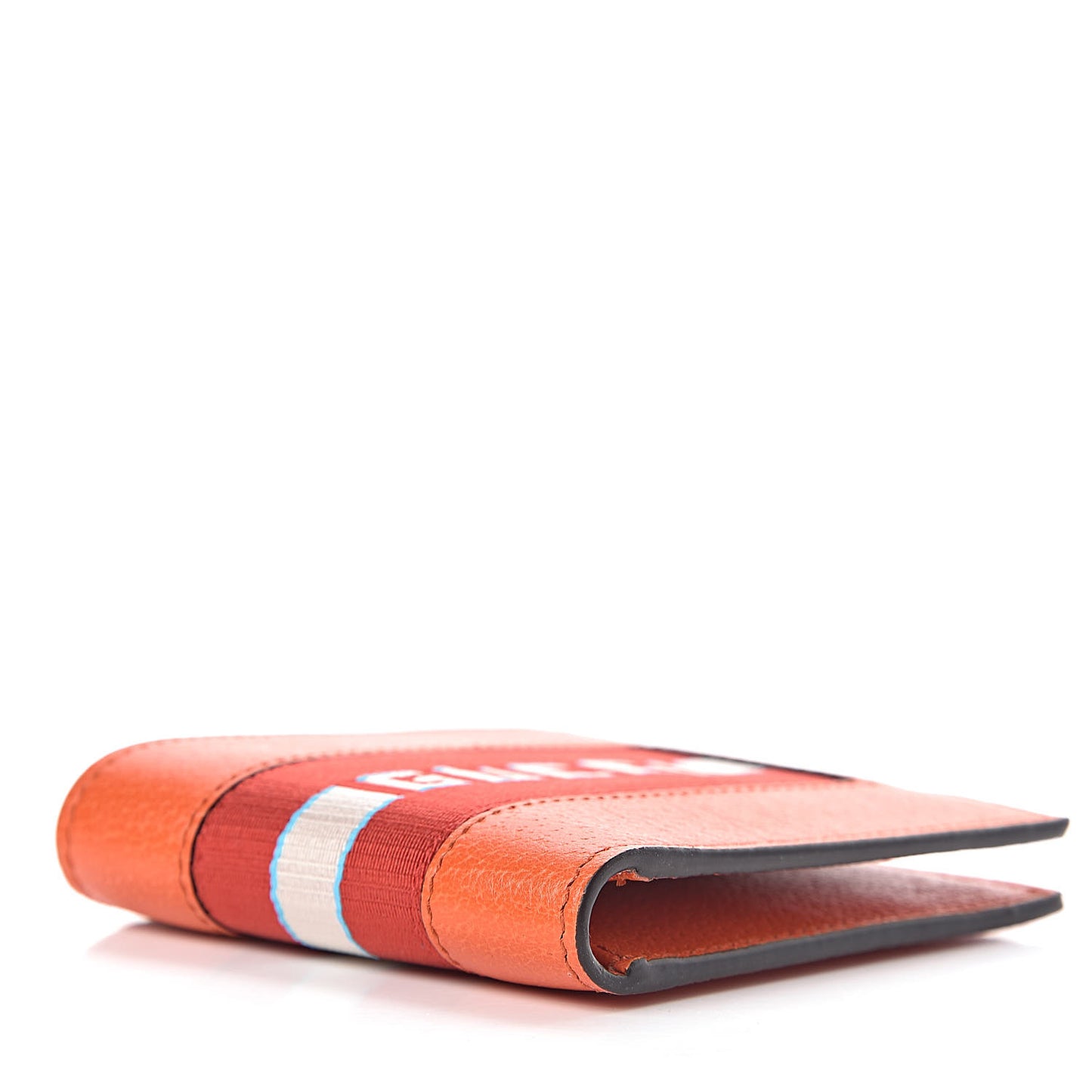 Calfskin Jacquard Stripe Wallet Orange