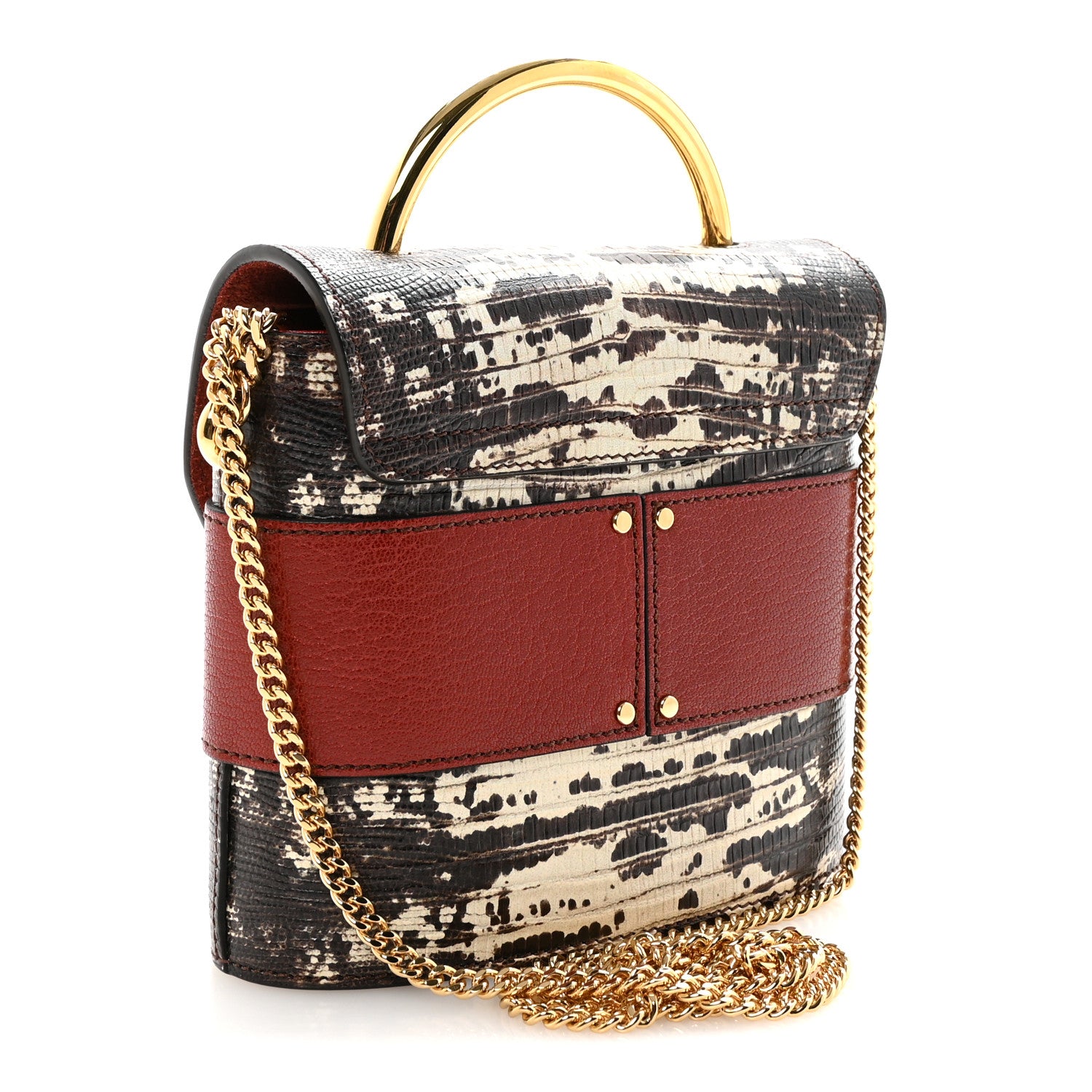 Chloe Calfskin Lizard Embossed Small Aby Lock Sepia Brown 3 of 9