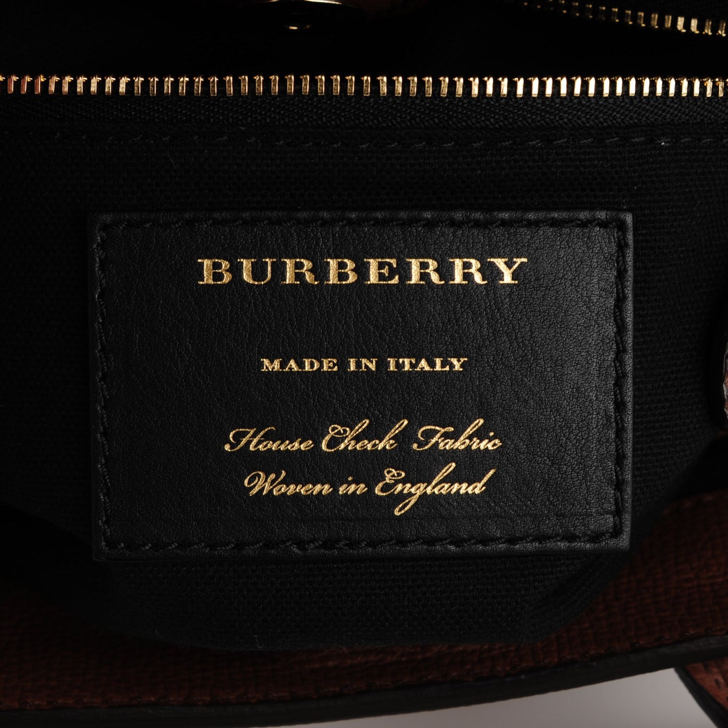 Grainy Calfskin House Check Small Banner Tote Tan