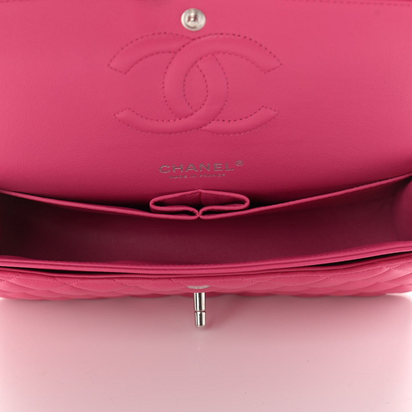 Lambskin Quilted Medium Double Flap Dark Pink