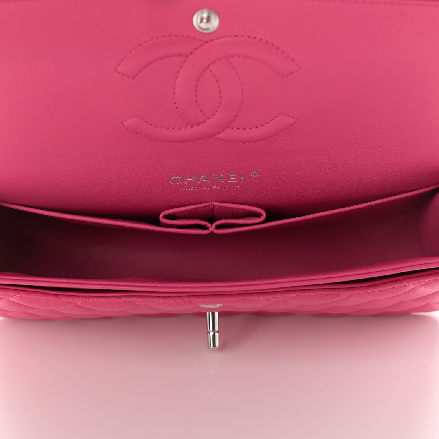 Chanel Lambskin Quilted Medium Double Flap Dark Pink 5 of 10