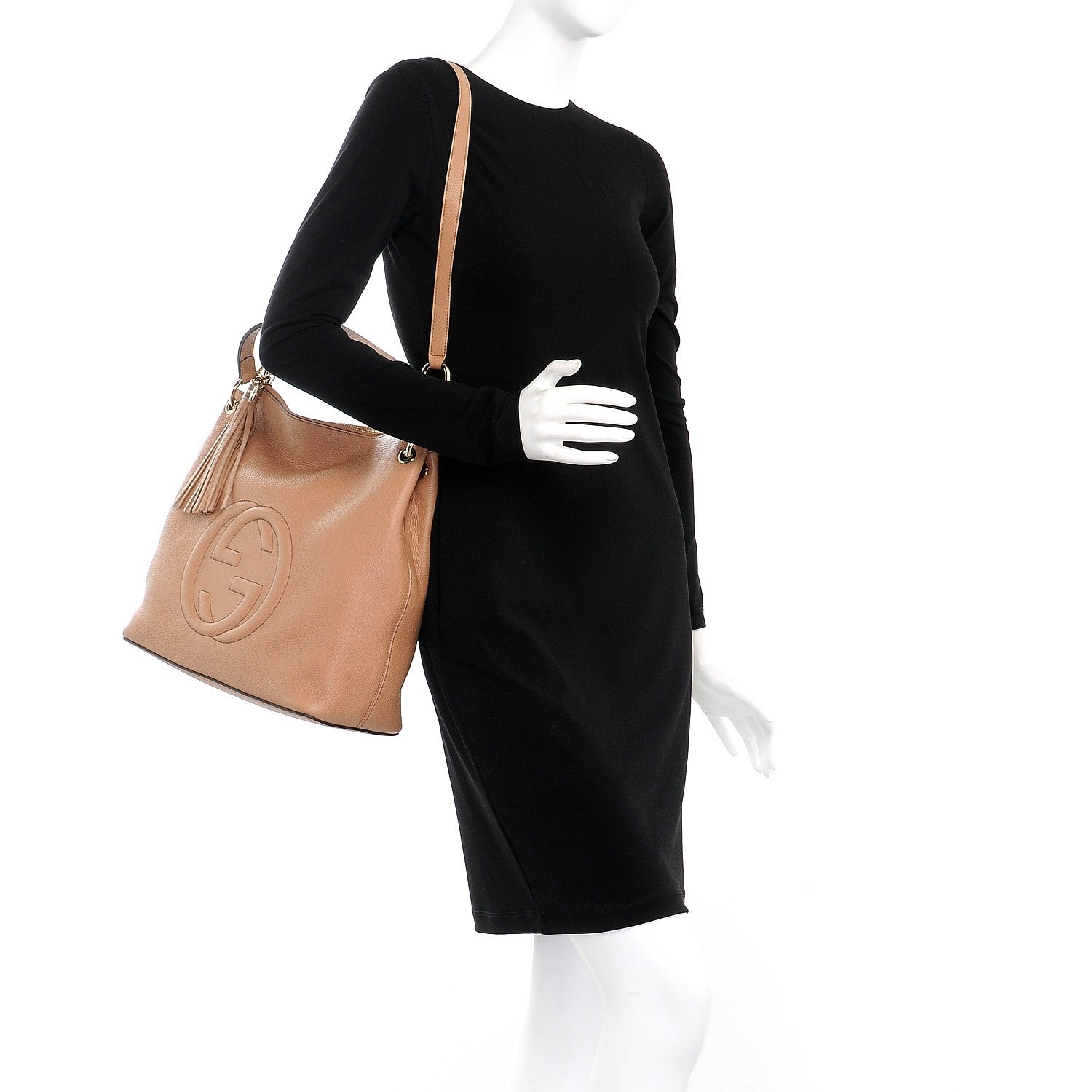 Gucci Pebbled Calfskin Large Soho Hobo Camelia 2 of 7