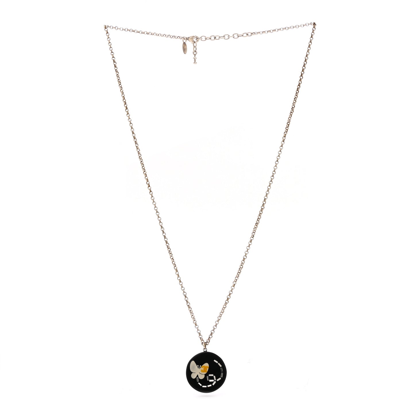 Resin Crystal Butterfly CC Pendant Necklace Gold Black