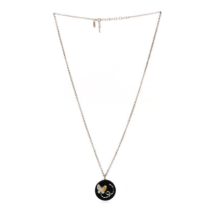 Chanel Resin Crystal Butterfly CC Pendant Necklace Gold Black 3 of 6