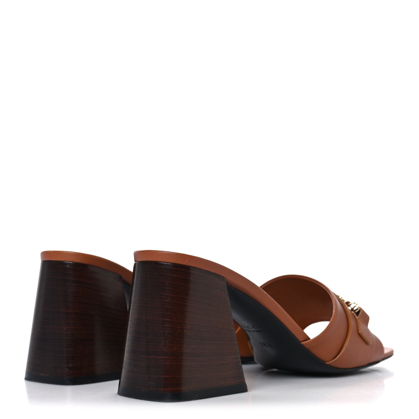 Calfskin Signoria 75mm Slide Sandals 38.5 Brown
