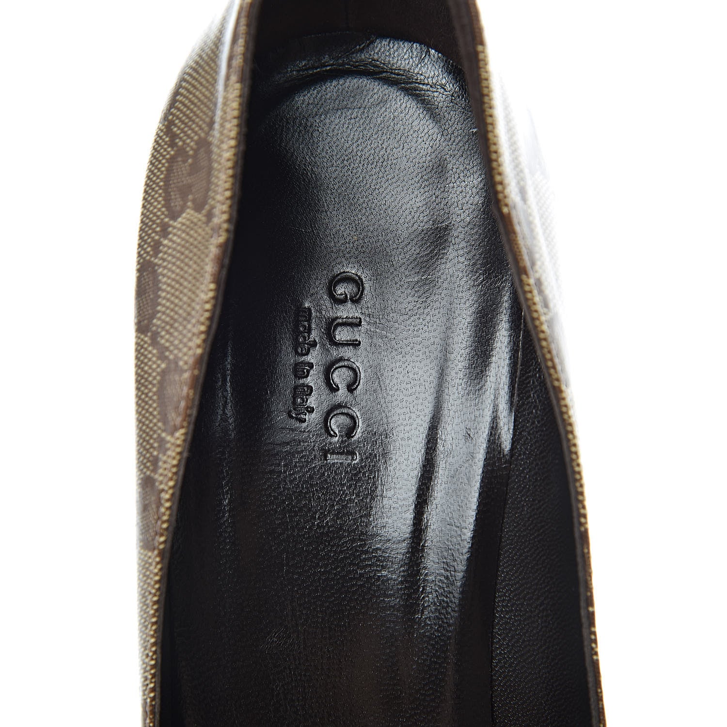 Gucci Crystal Monogram Wedges Pumps 7.5 Beige Ebony 9 of 13