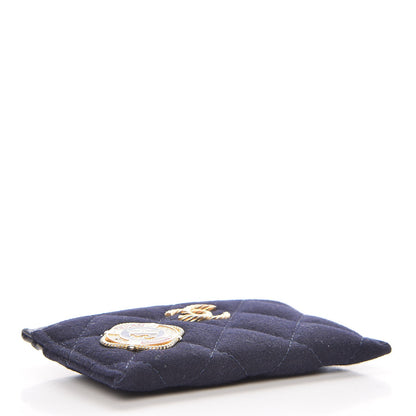 Chanel Felt Quilted Coco Mademoiselle CC Card Holder Navy 4 of 9