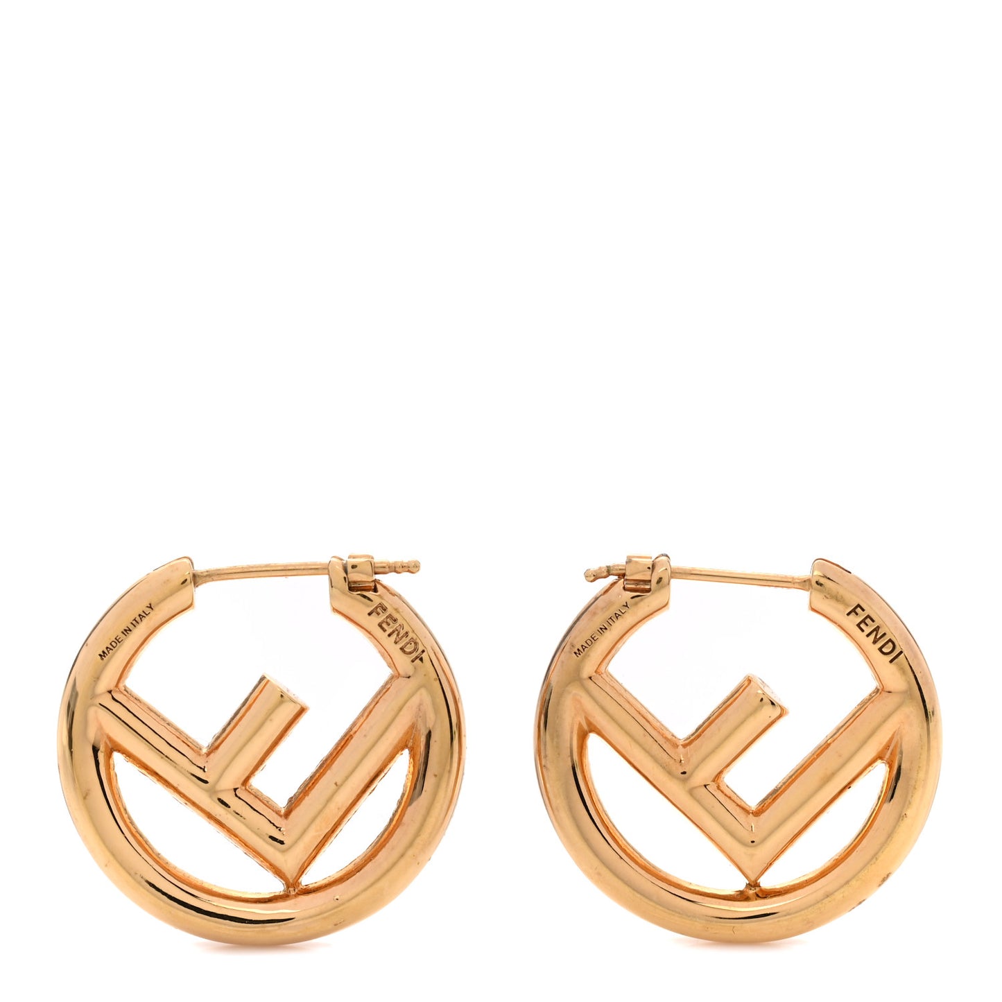 Metal FF Hoop Earrings Gold