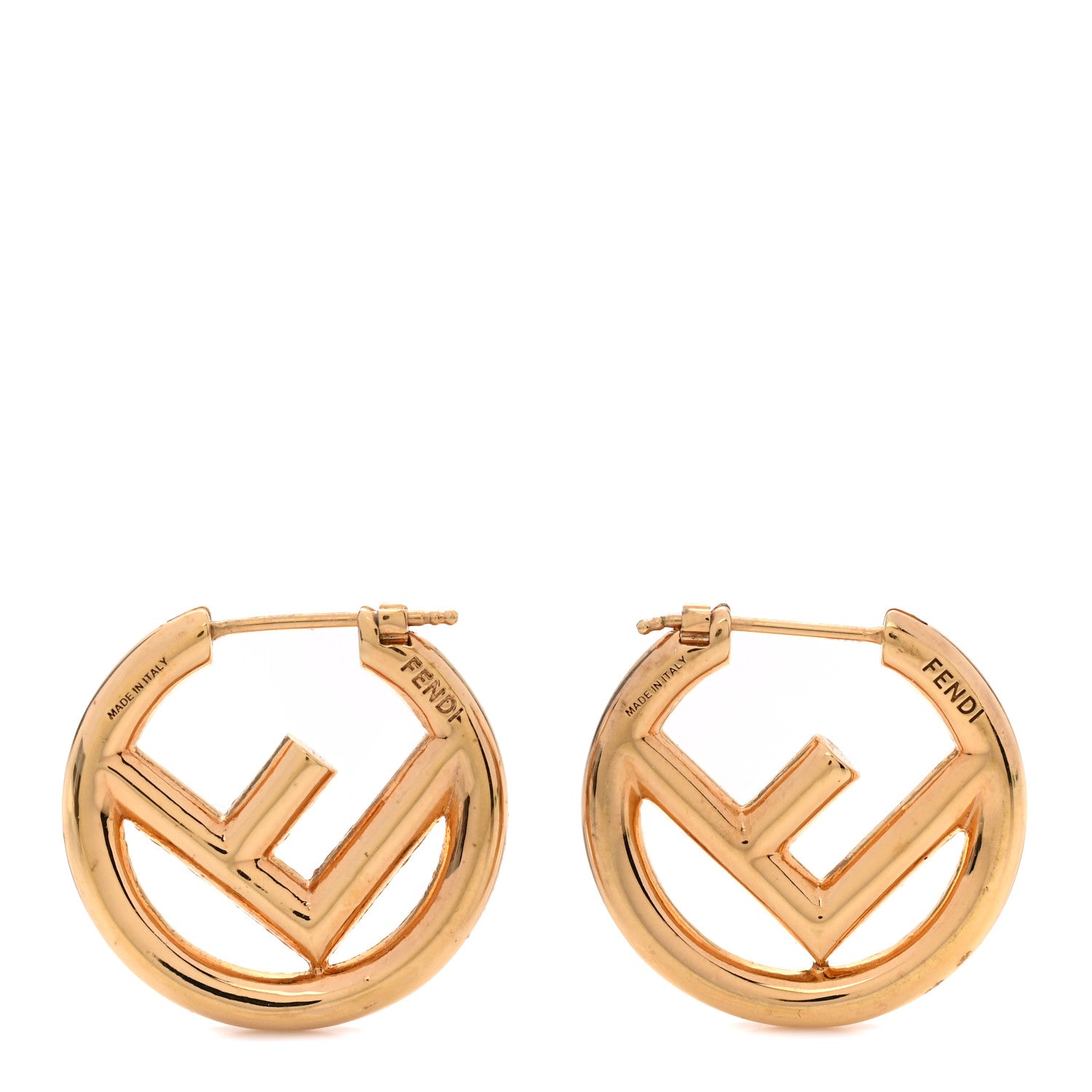 Fendi Metal FF Hoop Earrings Gold 1 of 5
