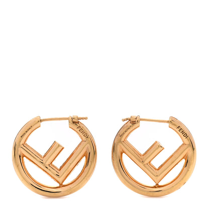 Fendi Metal FF Hoop Earrings Gold 1 of 5
