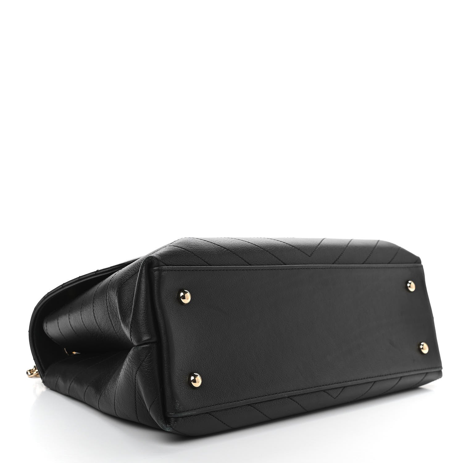 Chanel Grained Calfskin Chevron Stitched Medium Chic Top Handle Flap Black 4 of 10