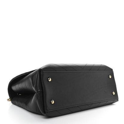 Chanel Grained Calfskin Chevron Stitched Medium Chic Top Handle Flap Black 4 of 10