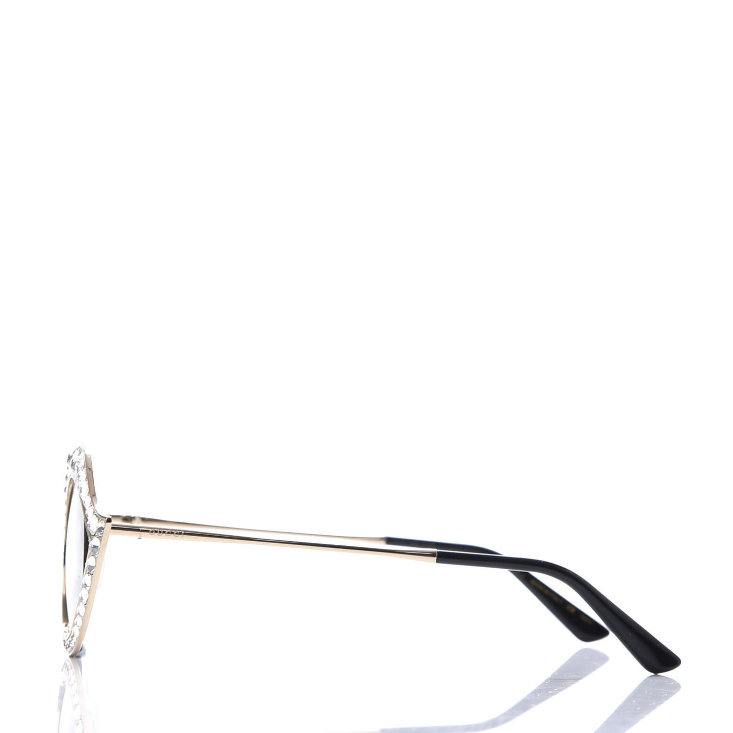 Metal Crystal Cat Eye Sunglasses GG0046S Gold Grey