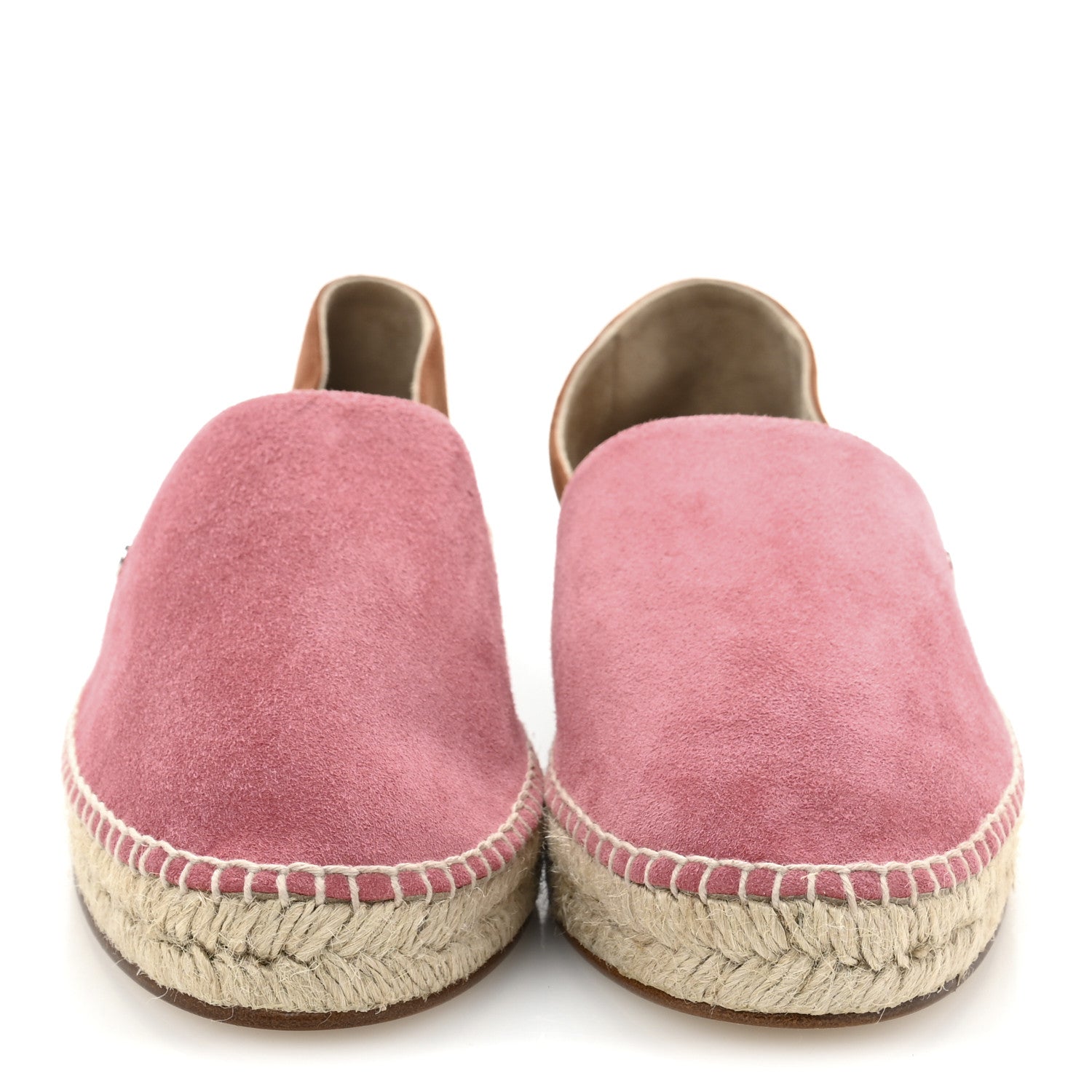 Hermes Suede Goatskin Womens Joven Espadrilles 38 Rose De Venise Gold 3 of 9
