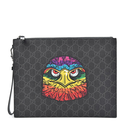 Gucci GG Supreme Monogram Rainbow Eagle Documents Holder Black Grey Multicolor 1 of 10