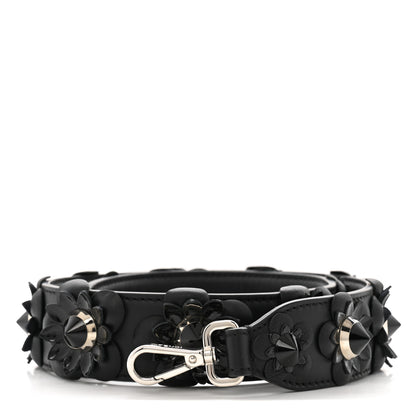 Fendi Vitello Dolce Nappa Patent Flowerland Studded Strap You Black 1 of 3