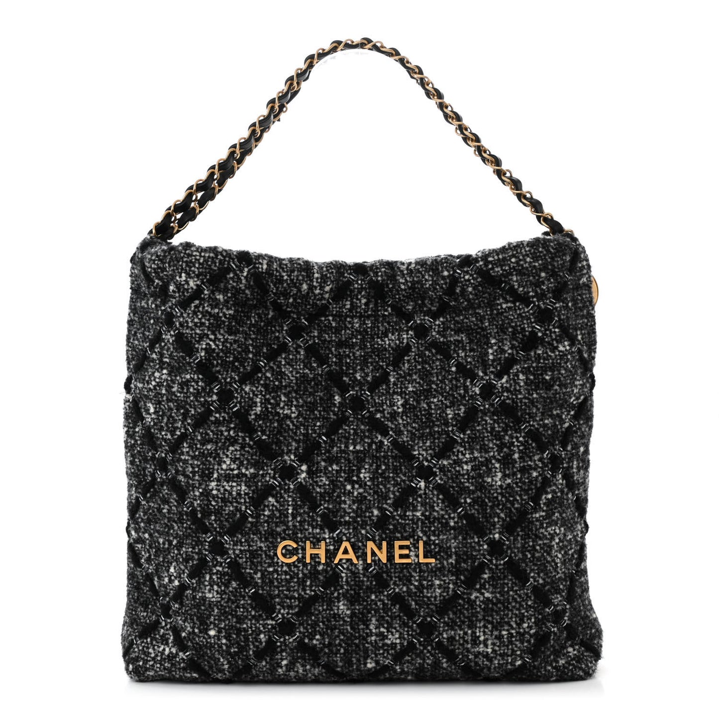 Tweed Quilted Chanel 22 Black Ecru