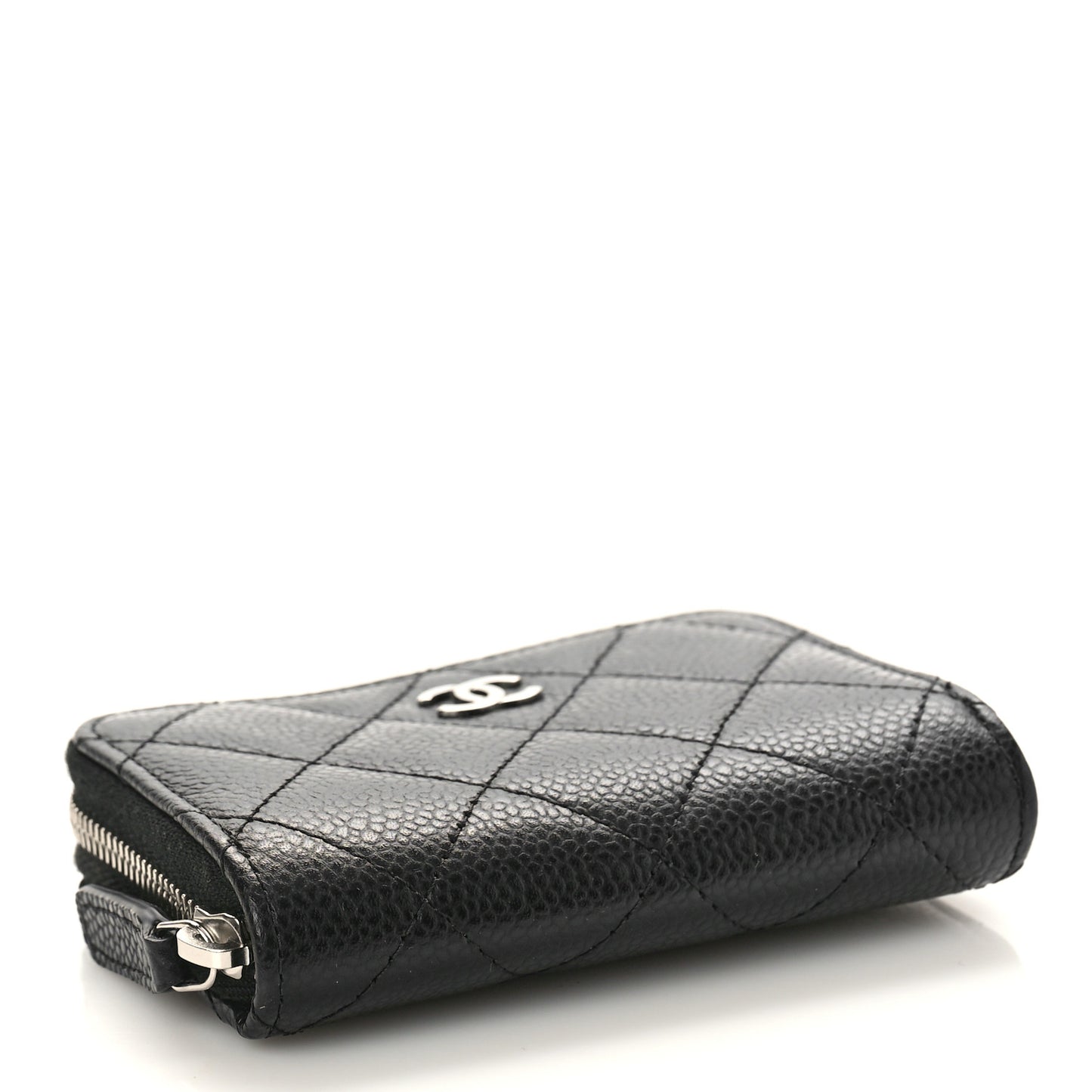 Caviar Quilted Zip Coin Purse Black