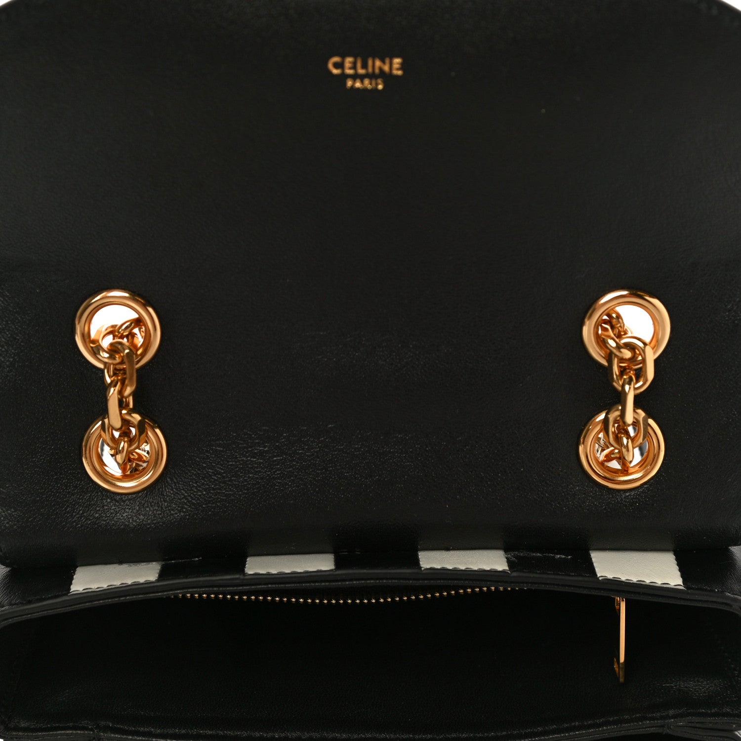 Celine Shiny Calfskin Stripes Small C Bag Black 10 of 10