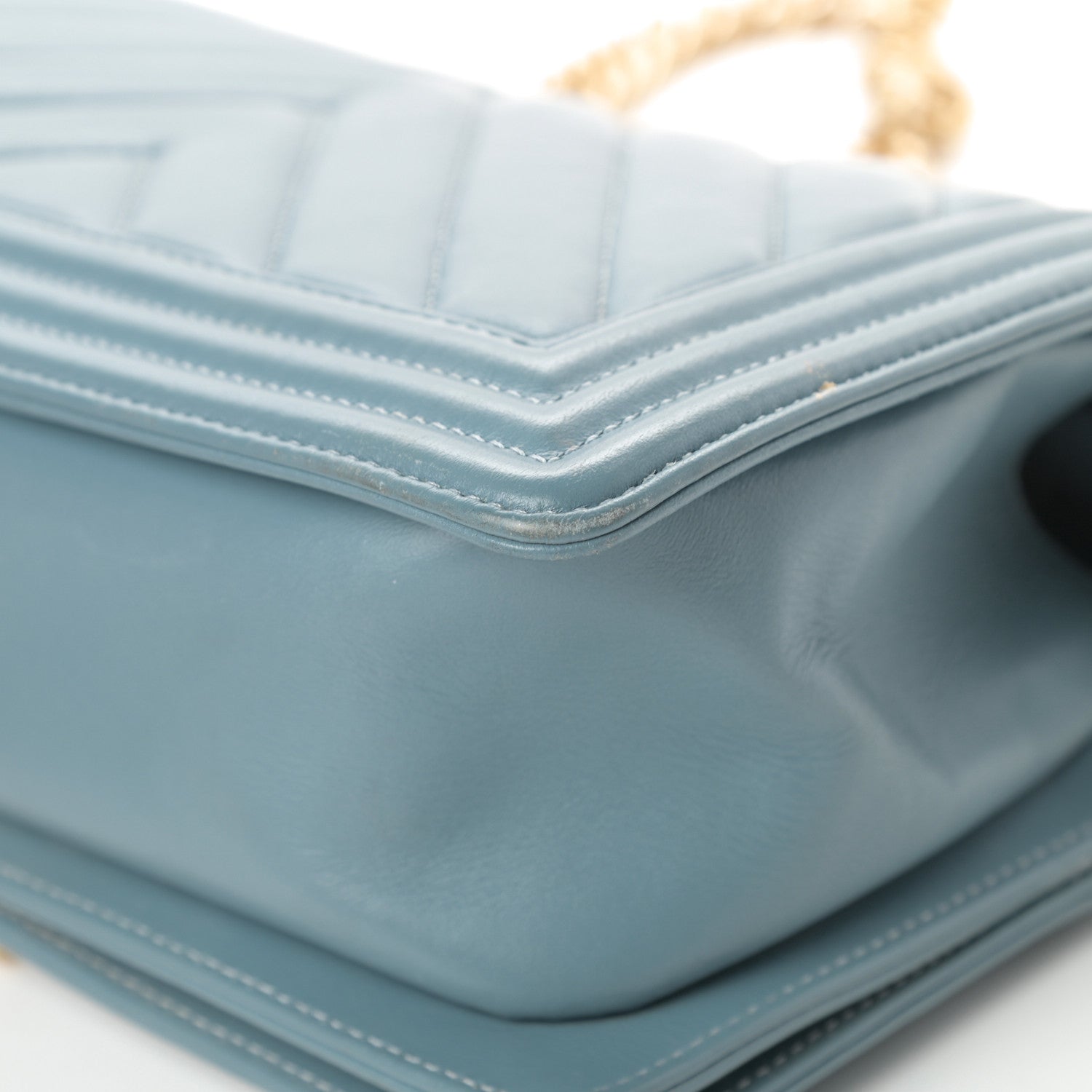 Chanel Calfskin Chevron Quilted Medium Boy Flap Blue 11 of 19