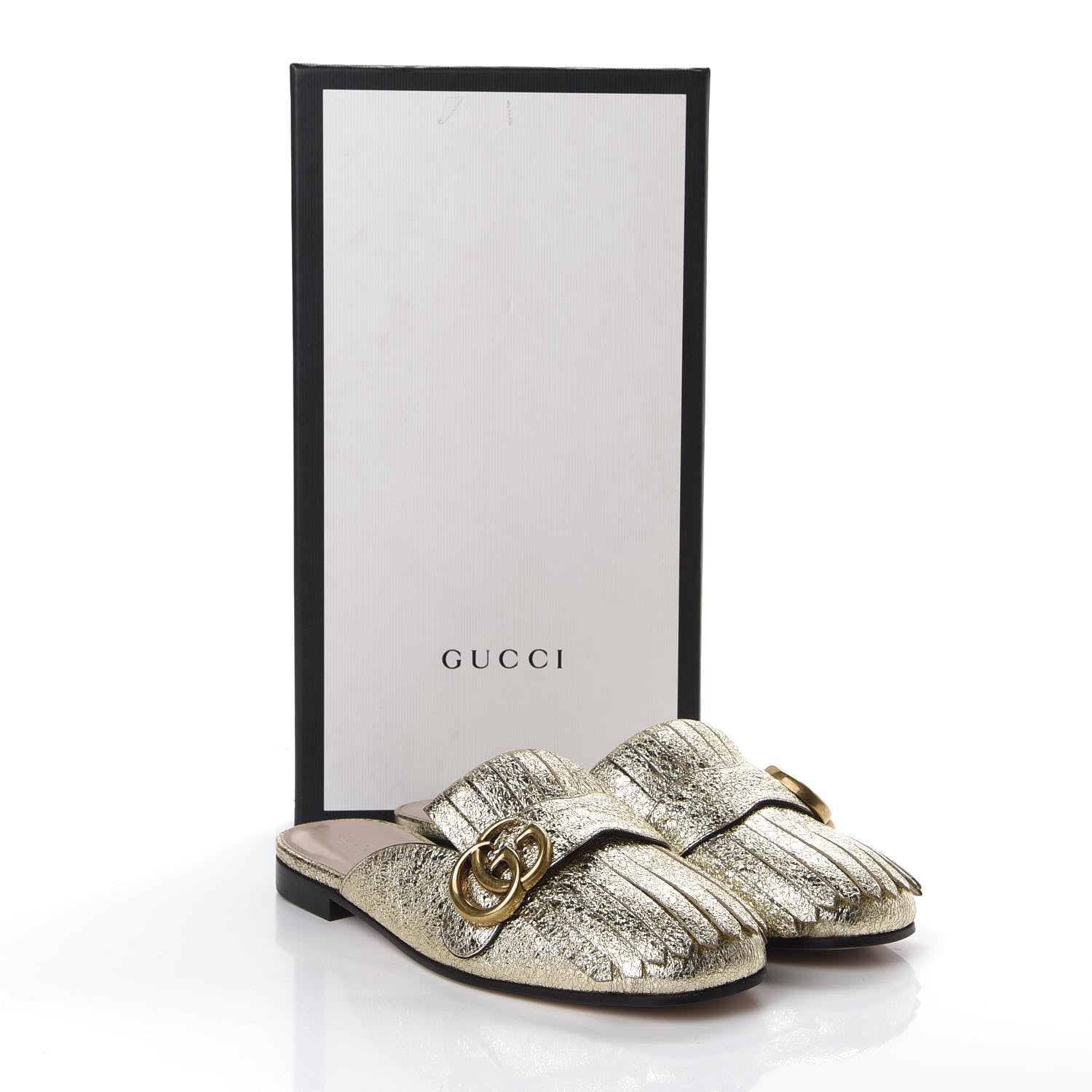 Gucci Galassia Womens GG Marmont Fringe Slippers 36 Platino 10 of 10