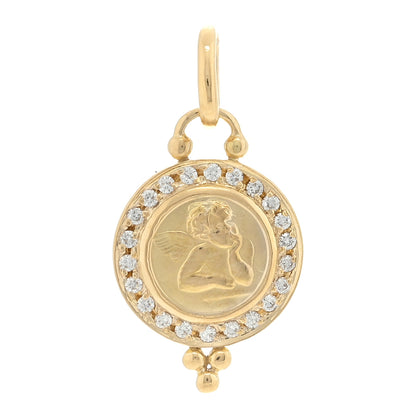 Temple St. Clair 18K Yellow Gold Diamond 10mm Pave Angel Pendant 1 of 3