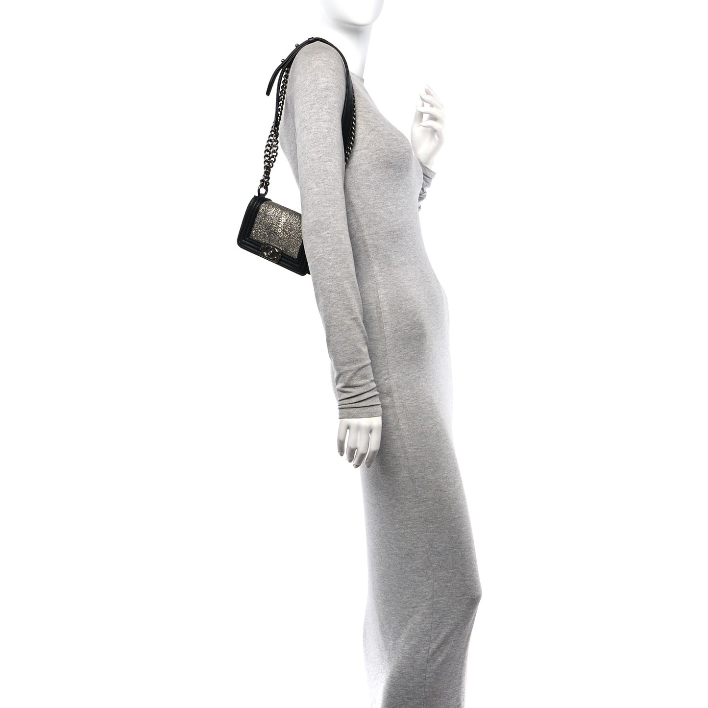 Galuchat Stingray Mini Boy Flap Black Silver