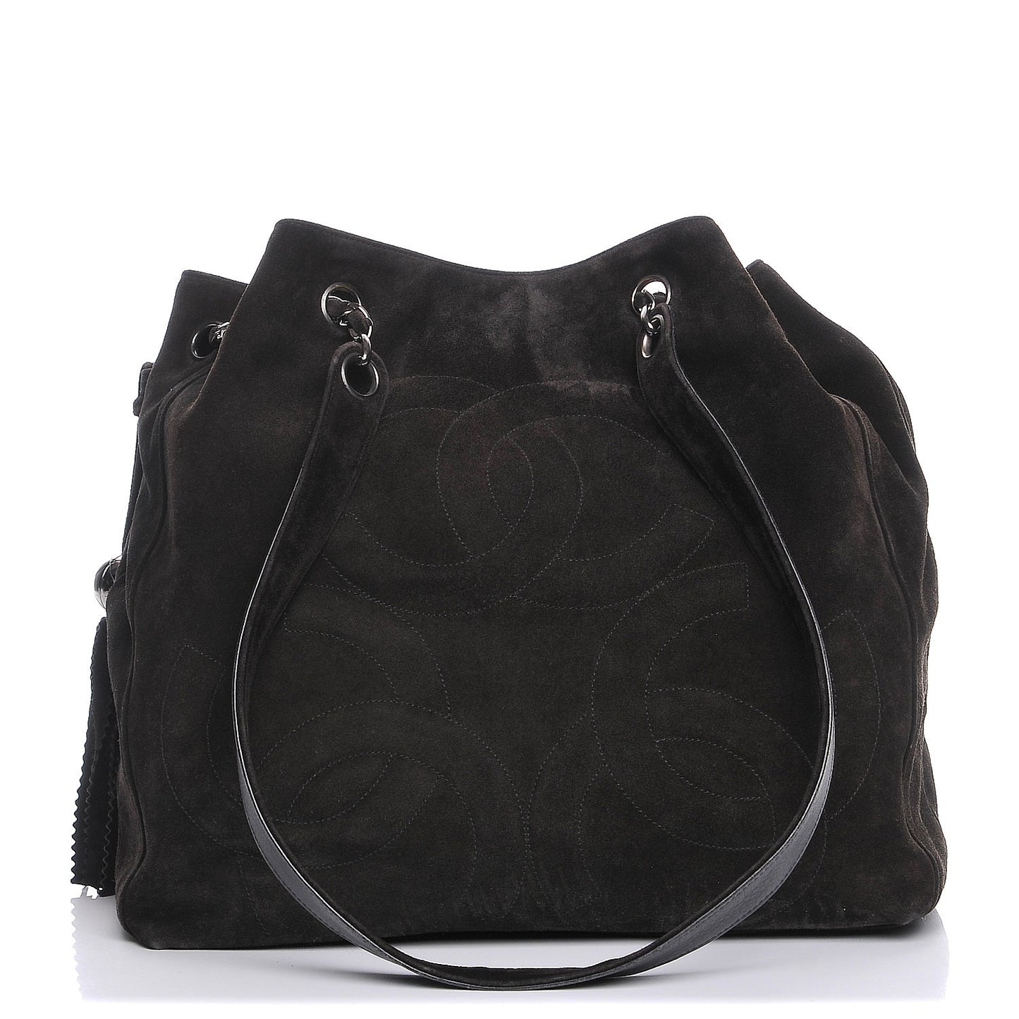 Suede CC Tassel Shoulder Bag Black