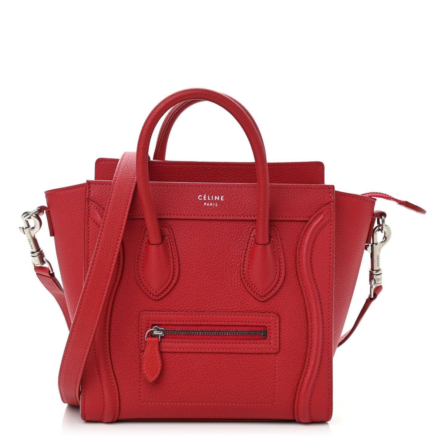 Drummed Calfskin Nano Luggage Red