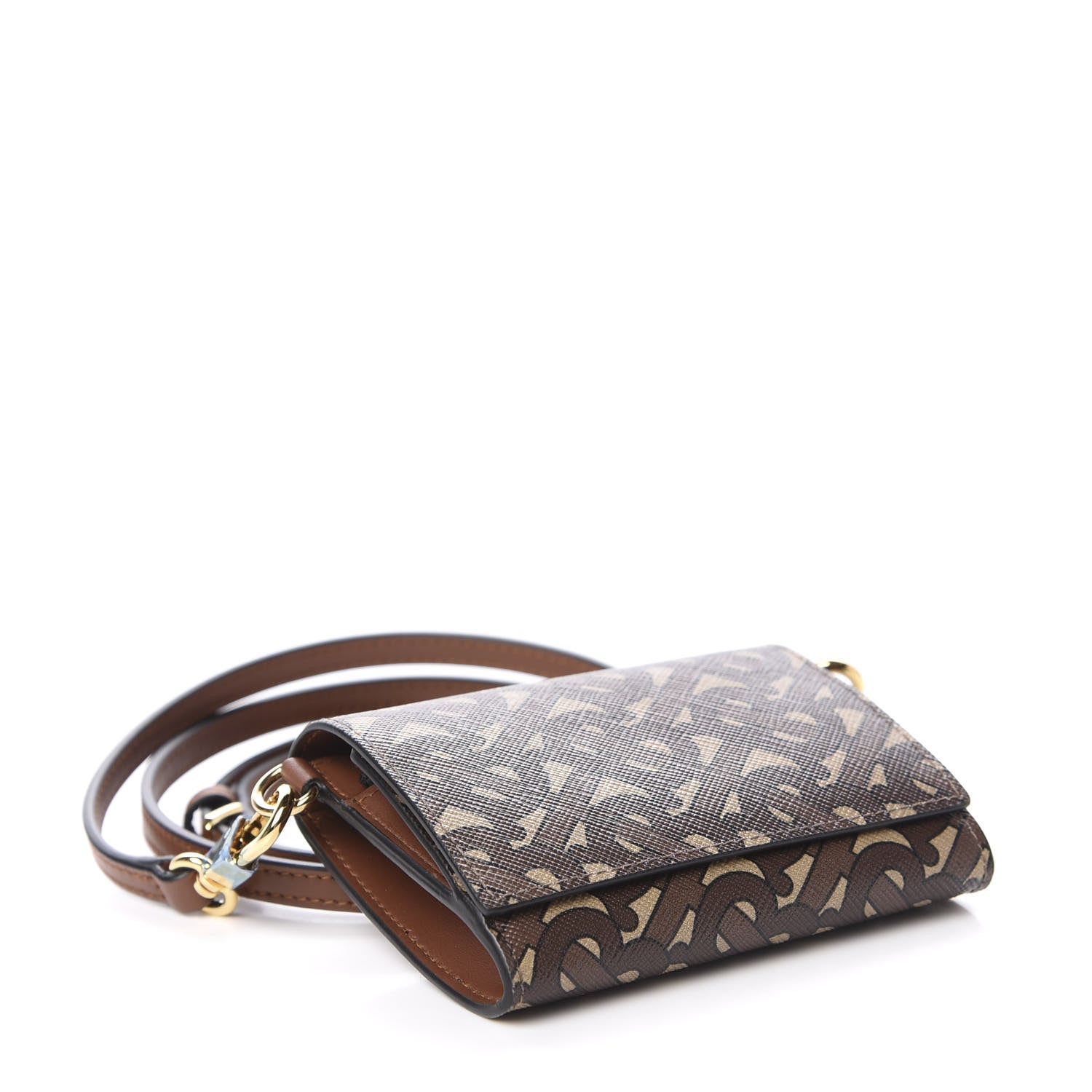 Burberry E-Canvas Monogram Small Wallet with Strap Bridle Brown 3 of 8