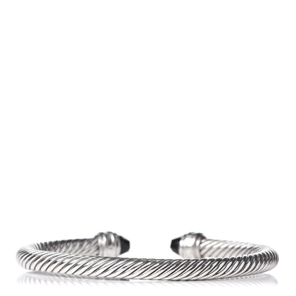 David Yurman Sterling Silver Diamond Black Onyx 5mm Cable Classics Princess Bracelet 3 of 5