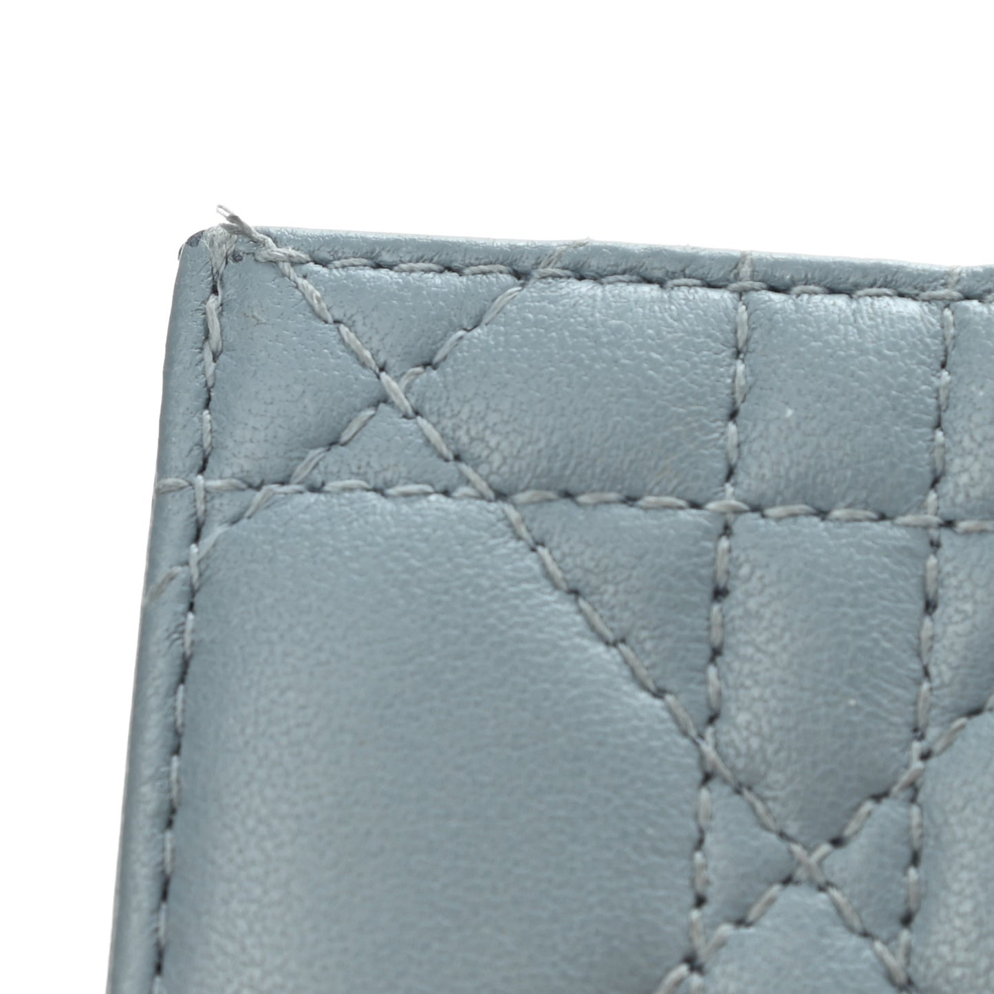 Lambskin Cannage Lady Dior 5-Gusset Card Holder Cloud Blue