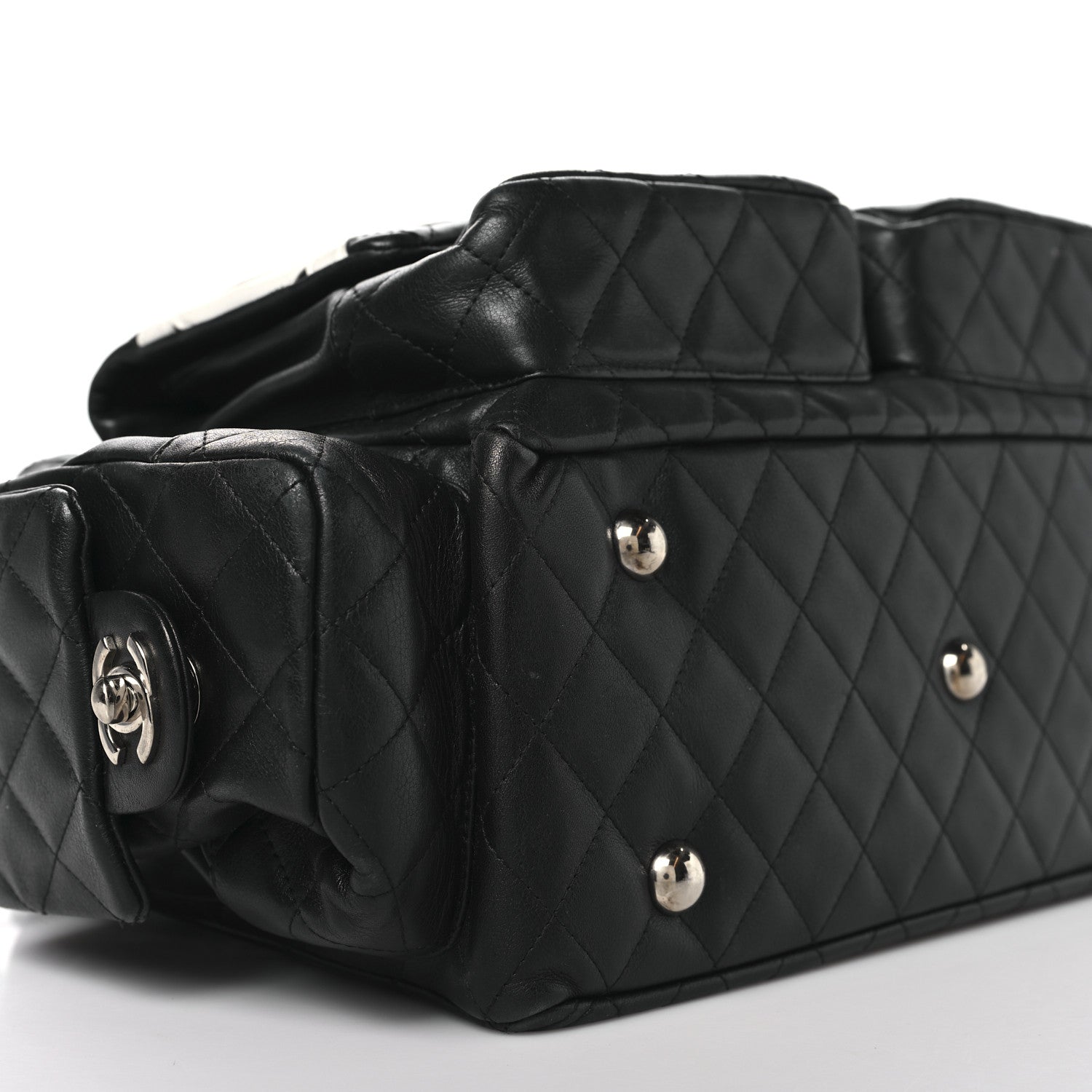 Chanel Calfskin Quilted Large Cambon Multipocket Reporter Black White 9 of 15