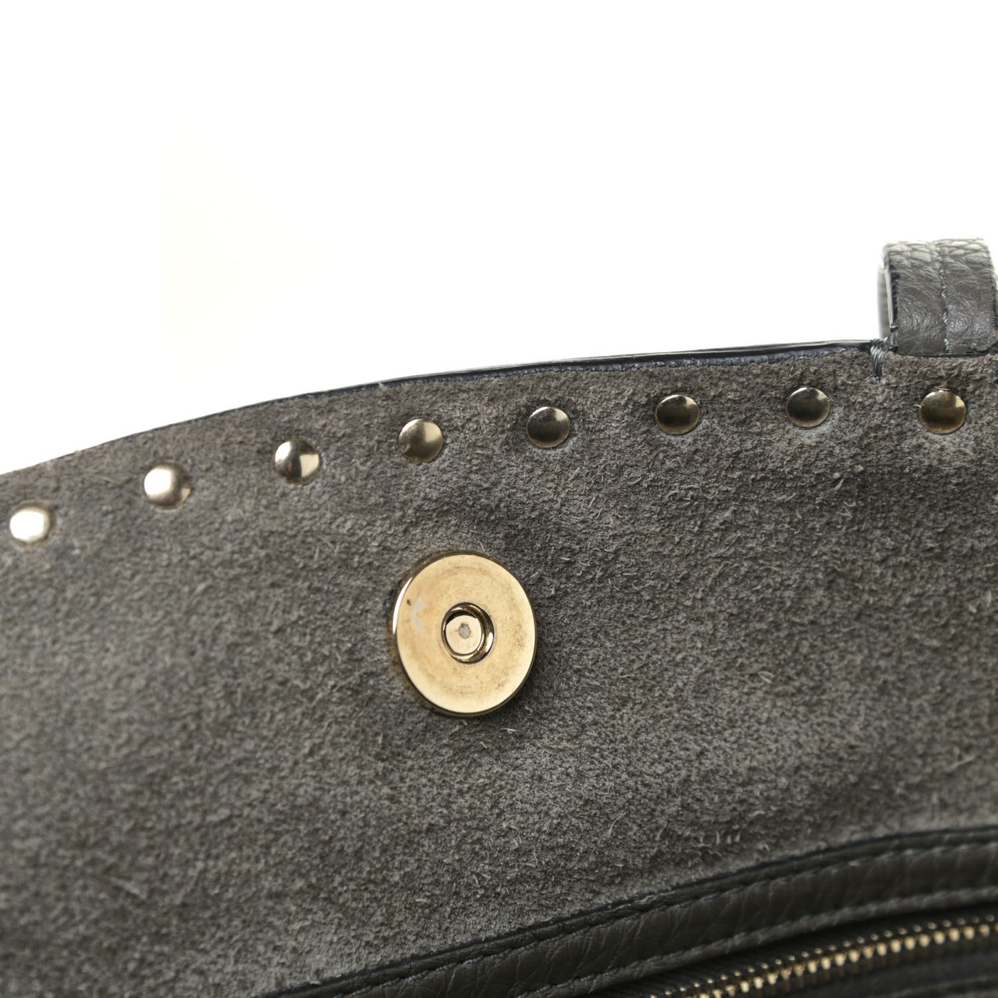 Grained Calfskin Rockstud Shoulder Tote Graphite