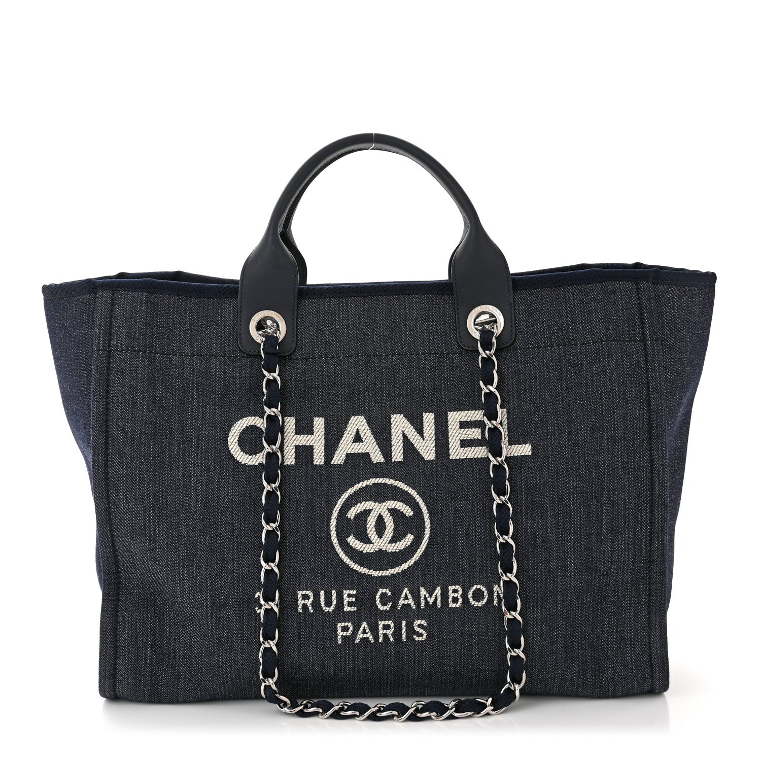 Chanel Denim Large Deauville Tote Dark Blue 1 of 10