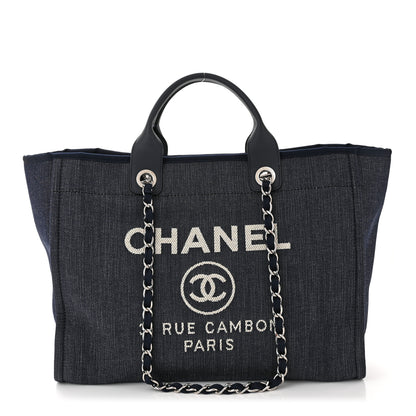 Chanel Denim Large Deauville Tote Dark Blue 1 of 10