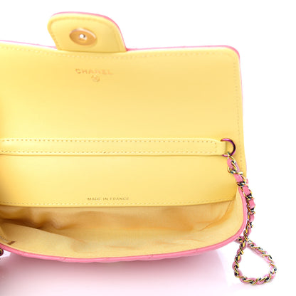 Chanel Lambskin Quilted Glasses Case With Chain Pink Yellow 5 of 11