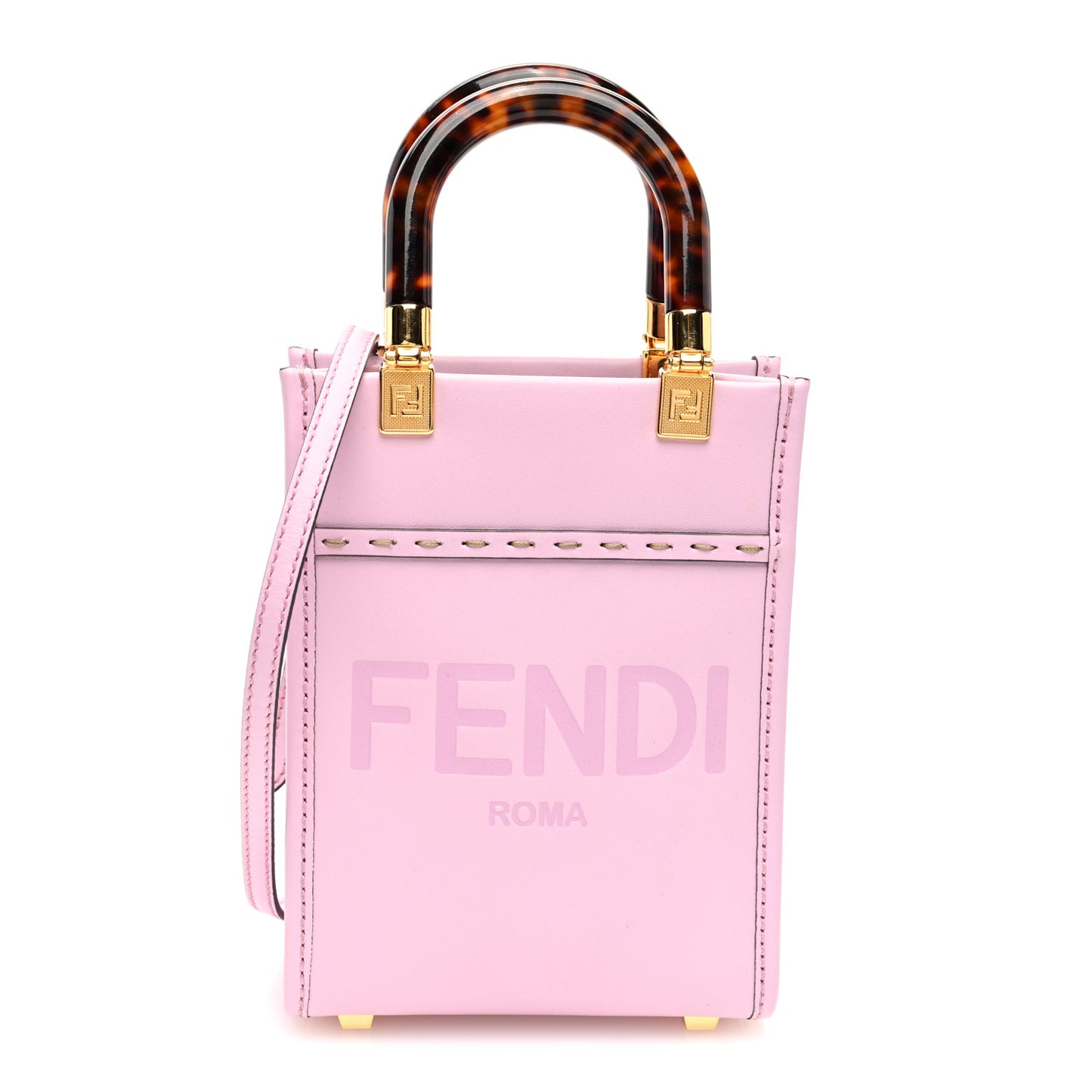 Vitello King Plexiglass Logo Embossed Mini Fendi Sunshine Shopper Tote Lavanda