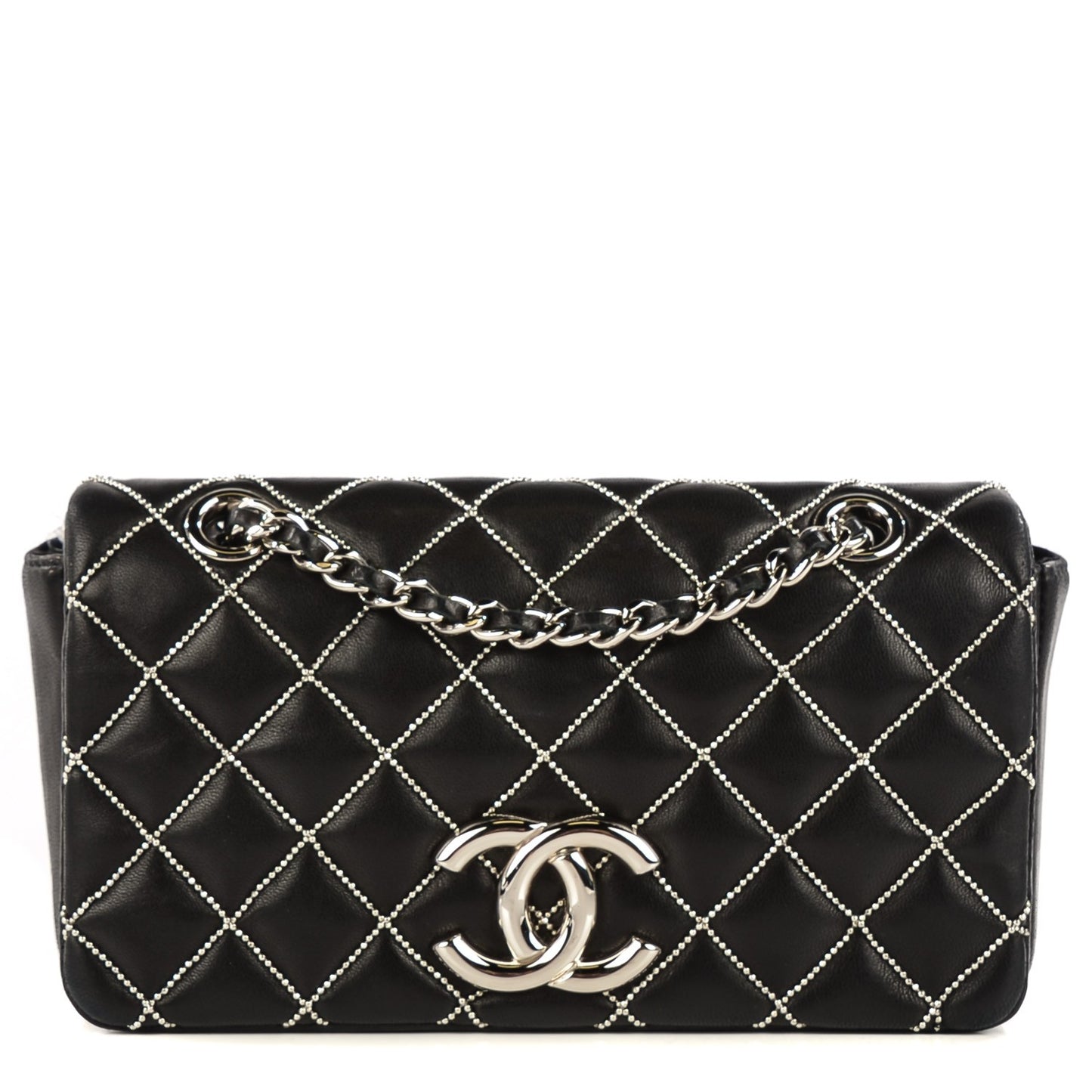 Lambskin Chain Quilted Mini Flap Black